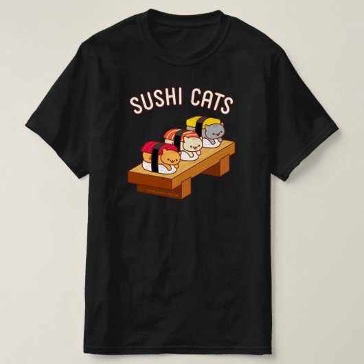 Funny Cat T-Shirt - SUSHI CHAÎNES (Design devant)