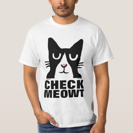 Funny Cat T-shirts, Panda Kat CHECK MEOWT T-shirt (Voorkant)