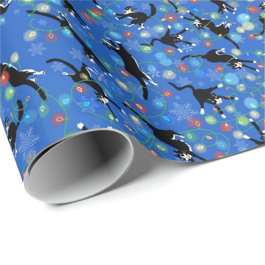 Funny Cat Tangles in kerstlichten Cadeaupapier (Rol Hoek)