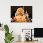 Funny Cat Thanksgiving Poster (Thuiskantoor)