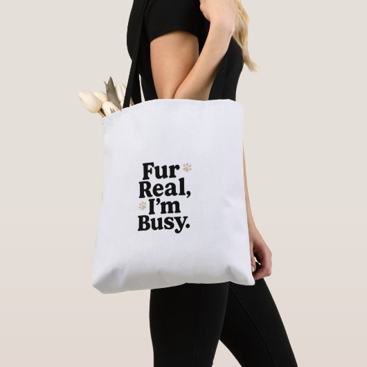 Funny Cat Tote Bag – "Fur Real I'm Busy"_ Cute bag (De près)