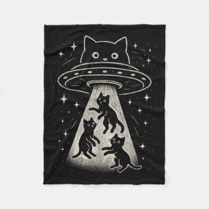 Funny Cat Ufo Schattige Kat Ruimteschip Alien Aes Fleece Deken