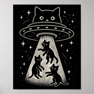 Funny Cat Ufo Schattige Kat Ruimteschip Alien Aes Poster
