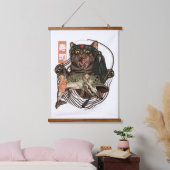 Funny Cat Vist Japans Hangend Wandkleed (Slaapkamer)