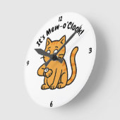 Funny Cat Wall Clock – "It’s Mew-o’Clock!" Design Ronde Klok (Hoek)