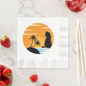 Funny Cat Watching Sunset scene - Black Cat Sunset Servet (Insitu)