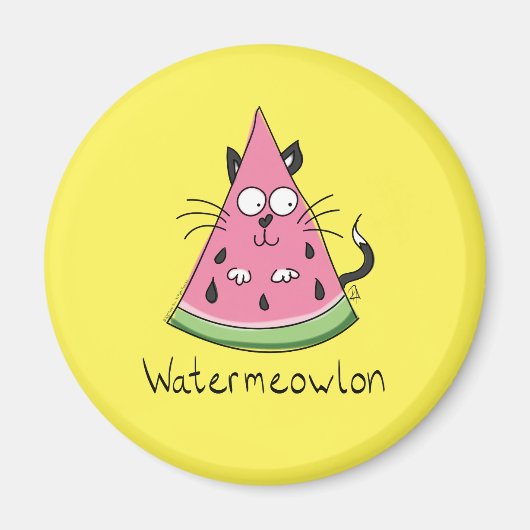 Funny Cat Watermelon Cute Kinder Magneet (Voorkant)