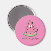 Funny Cat Watermelon Cute Kinder Magneet (Voorkant / Achterkant)