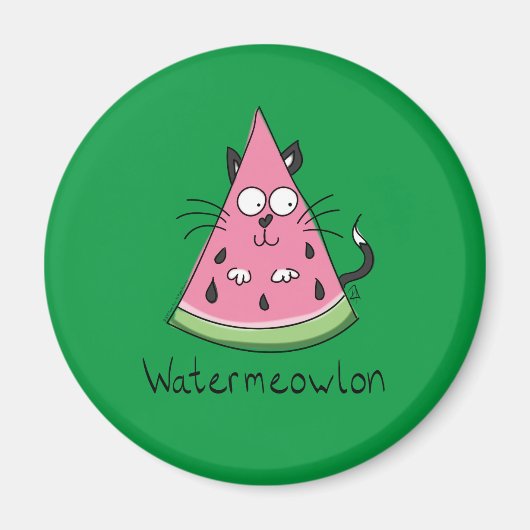 Funny Cat Watermelon Cute Kinder Magneet (Voorkant)