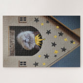 Funny Cat Wearing Golden Glitter Bling Crown Legpuzzel (Horizontaal)