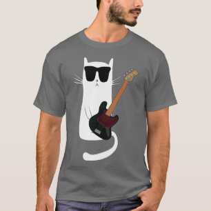Funny Cat Wearing Sunglazen Bass Guitar28 T-shirt