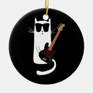 Funny Cat Wearing Sunglazen die gitaar spelen Keramisch Ornament
