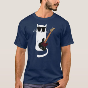 Funny Cat Wearing Sunglazen die gitaar spelen T-shirt