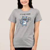 Funny Cat with Axe Tri-Blend Shirt (Voorkant)