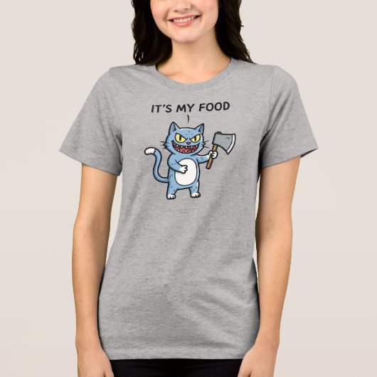 Funny Cat with Axe Tri-Blend Shirt (Voorkant)
