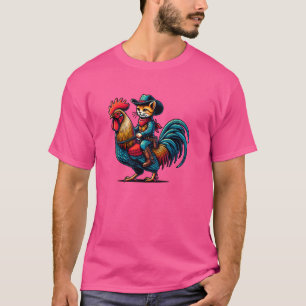 Funny Cat with Cowboy Pet & Laarzen Rijdende Haan T-shirt