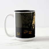 Funny Cat With Knife Custom Text Halloween Mug (Gauche)