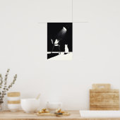 Funny cat with telescope poster (Keuken)