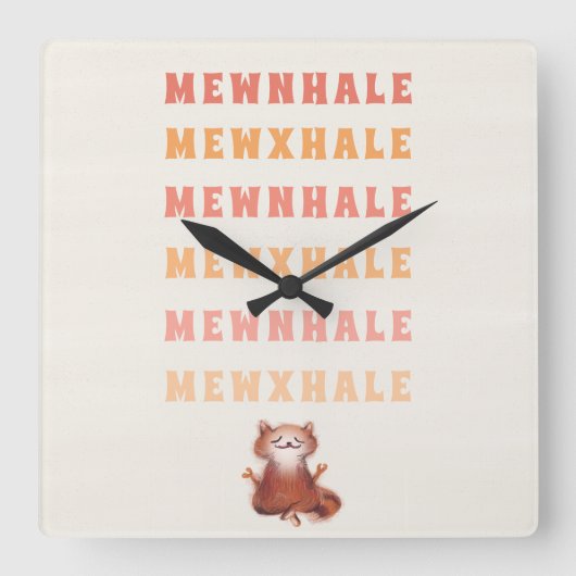 Funny Cat Yoga Meditation BreatHumor Anti Stress Vierkante Klok (Voorkant)