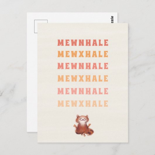 Funny Cat Yoga Meditation Inhale Exhale Jokes Heal Briefkaart (Voorkant / Achterkant)