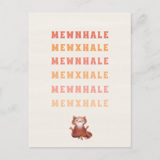 Funny Cat Yoga Meditation Inhale Exhale Jokes Heal Briefkaart (Voorkant)