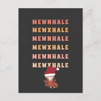 Funny Cat Yoga Meditation Inhale Exhale Kerstmis Feestdagenkaart