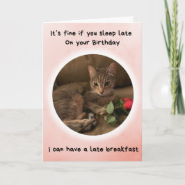 Funny Cat zegt dat je laat kunt slapen op je verja Kaart