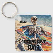 Funny Catching some Rays Skeleton T-Shirt Sleutelhanger (Voorkant)