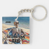 Funny Catching some Rays Skeleton T-Shirt Sleutelhanger (Achterkant)