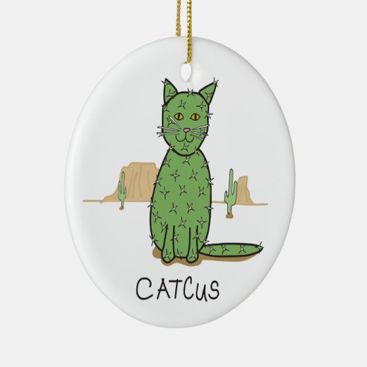 Funny "Catcus" Cactus Drawing Keramisch Ornament (Rechts)