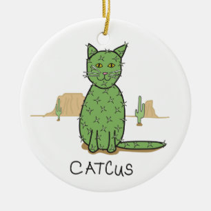 Funny "Catcus" Cactus Drawing Keramisch Ornament