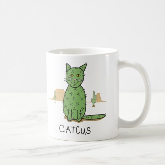 Funny "Catcus" Cactus Drawing Koffiemok (Rechts)