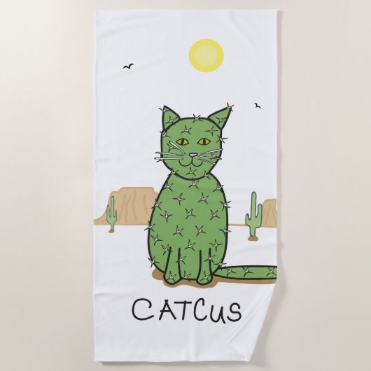 Funny "Catcus" Cactus Drawing Strandlaken (Voorkant)