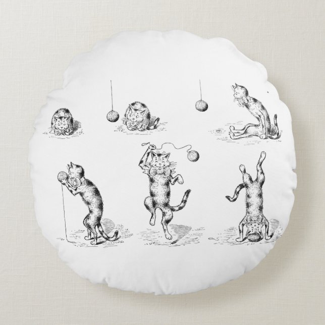  Funny Catnip Cat Rond Kussen (Voorkant)