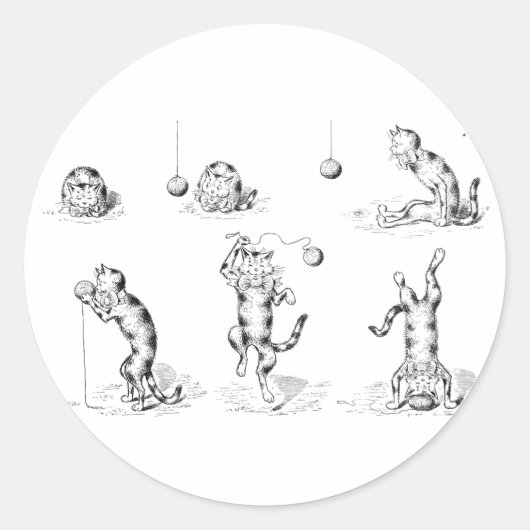 Funny Catnip Cat Ronde Sticker (Voorkant)
