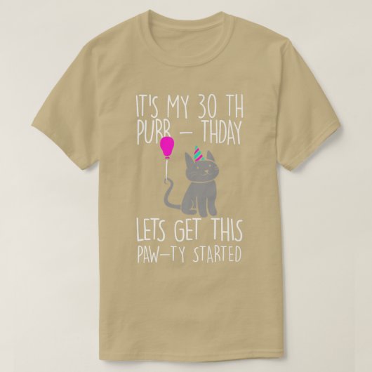 Funny Cat's 30e PurrThday Funny Birthday T-shirt (Design voorkant)