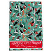 Funny Cats and Stockings Custom Medium Gift Bag Medium Cadeauzakje (Achterkant)