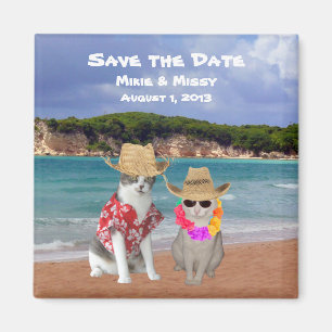 Funny Cats Beach Wedding Save the Date Magneet