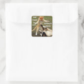 Funny Cats Caption Attack Hug Vierkante Sticker (Tas)