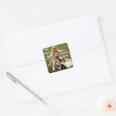 Funny Cats Caption Attack Hug Vierkante Sticker (Envelop)