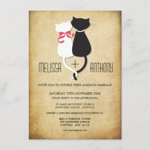 Funny Cats Couple Wedding Invitation Kaart
