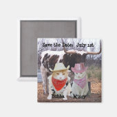 Funny Cats Cowboys Save the Date Magneet (Voorkant / Achterkant)