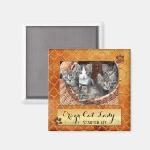 Funny Cats Crazy Cat Lady Photo Magnet Magneet (Voorkant / Achterkant)