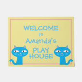 Funny Cats Girls Playhouse Welkom Deurmat (Voorkant)