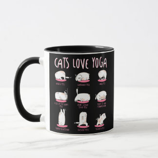 Funny Cats houden van verschillende Yoga Posities Mok