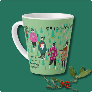 Funny Cats in Ugly KerstSweaters Latte Mok