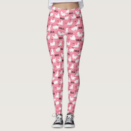 Funny Cats in Yoga Poses Positions Pattern roze Leggings