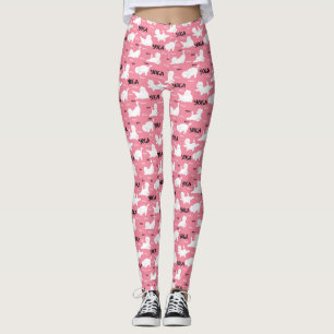 Funny Cats in Yoga Poses Positions Pattern roze Leggings
