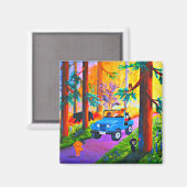 Funny Cats Jeep Creationarts Magneet (Voorkant / Achterkant)