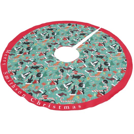 Funny cats kerstkousen geborsteld Polyester T Kerstboom Rok (Gekanteld)
